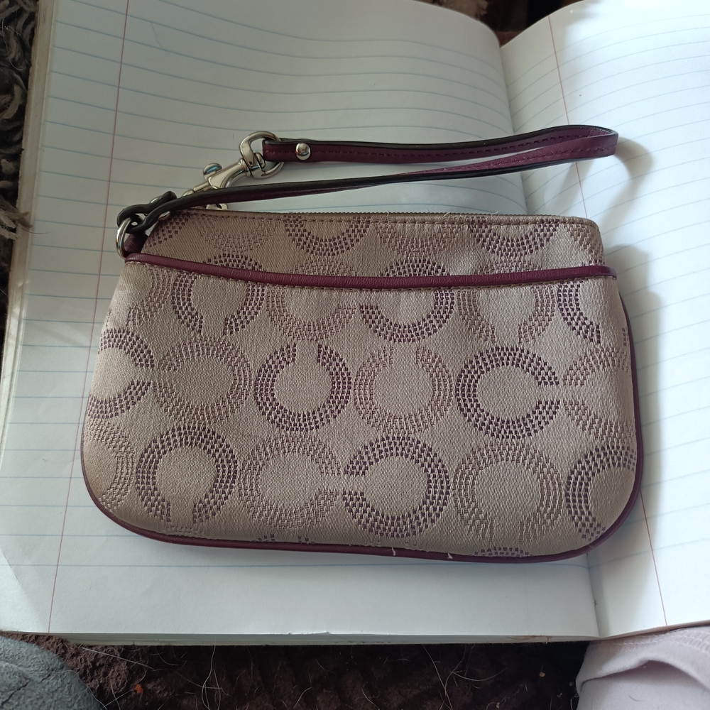 Coach Tan and Purple Women's Clutch